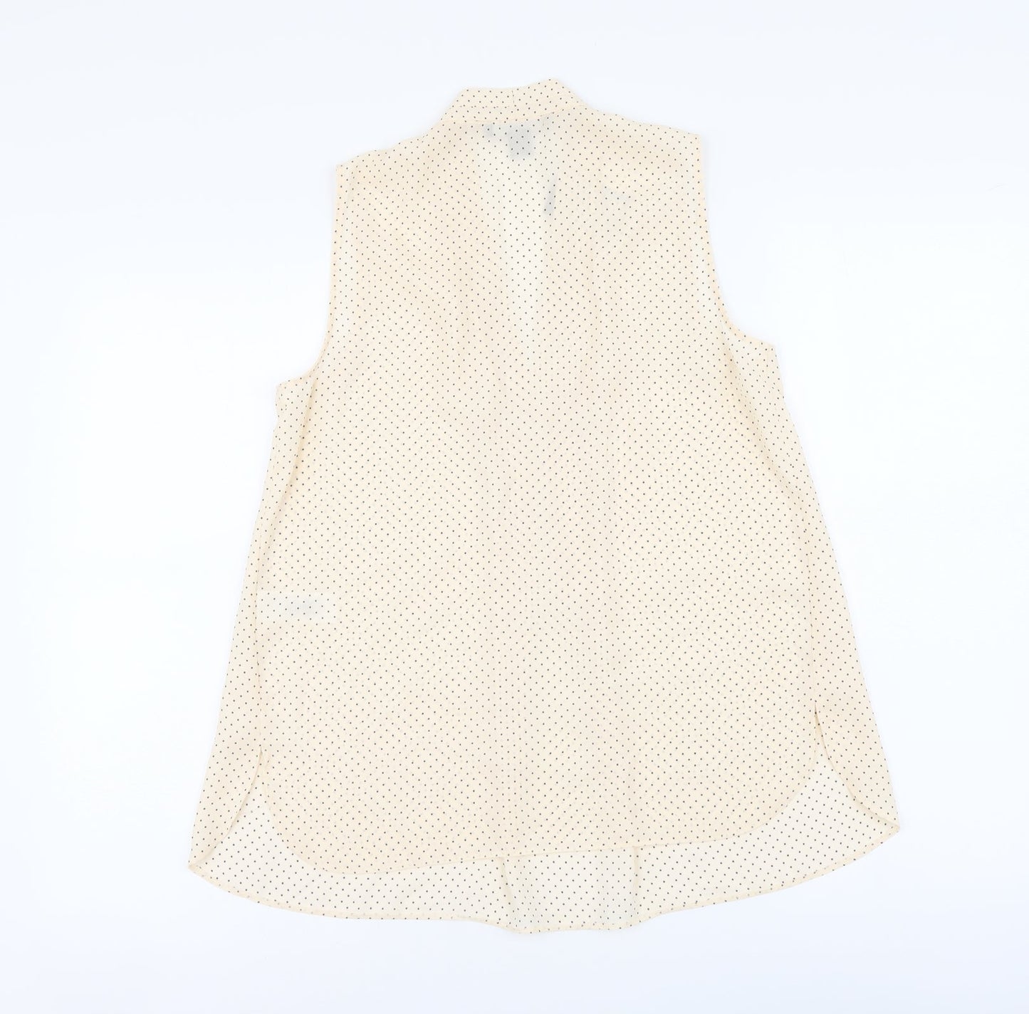 Primark Womens Beige Polka Dot Polyester Basic Blouse Size 8 V-Neck