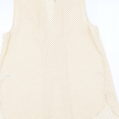 Primark Womens Beige Polka Dot Polyester Basic Blouse Size 8 V-Neck