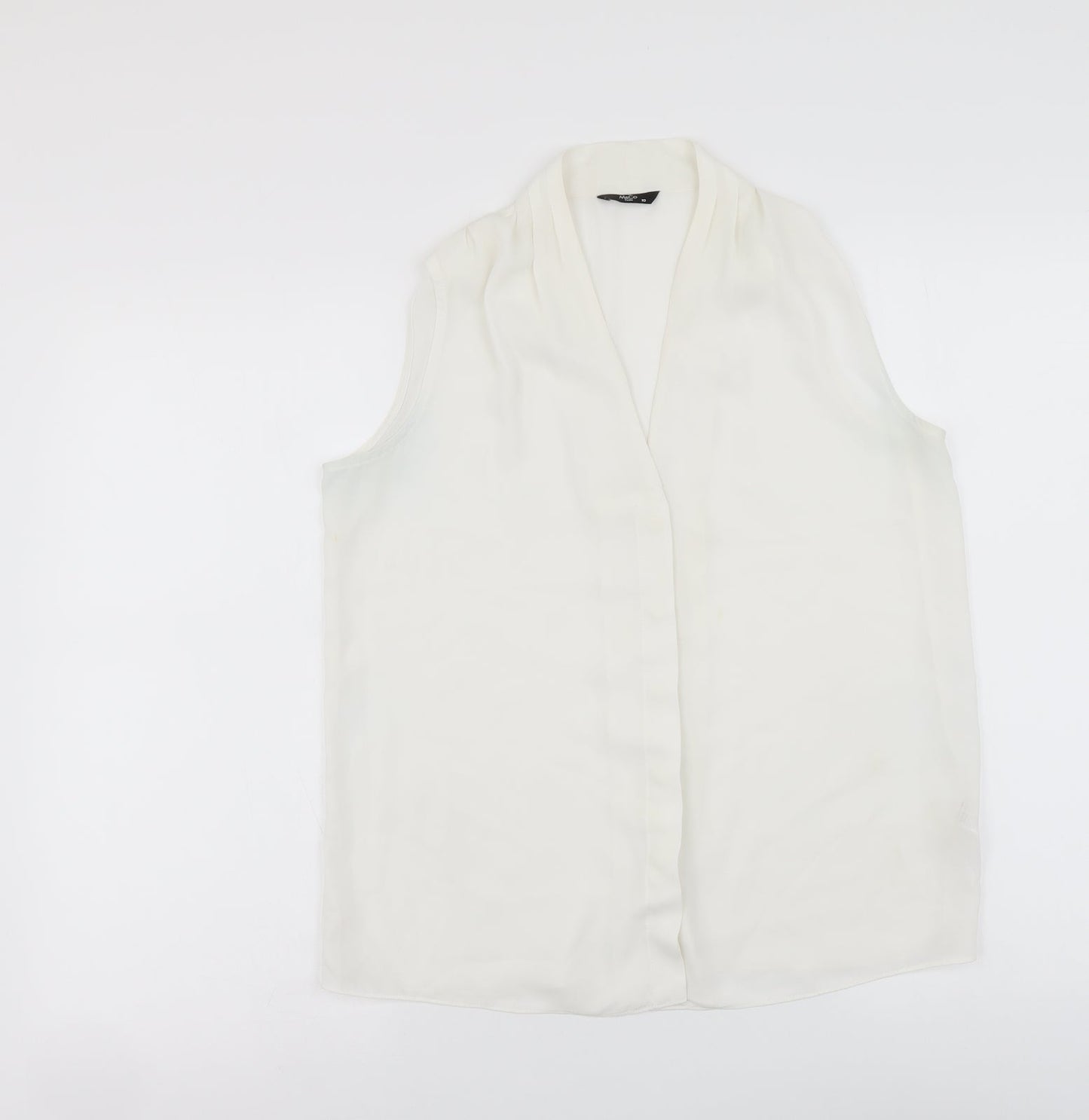 Womens UK Size 10 M&Co White Basic Button-Up