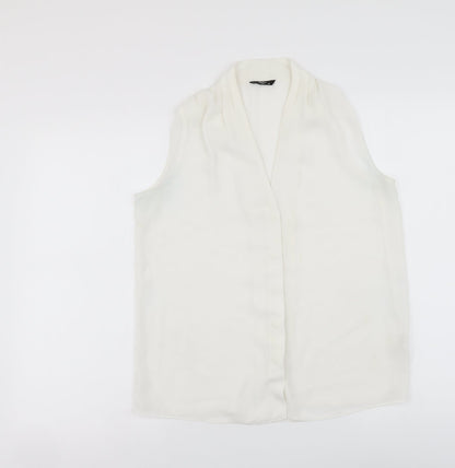 Womens UK Size 10 M&Co White Basic Button-Up