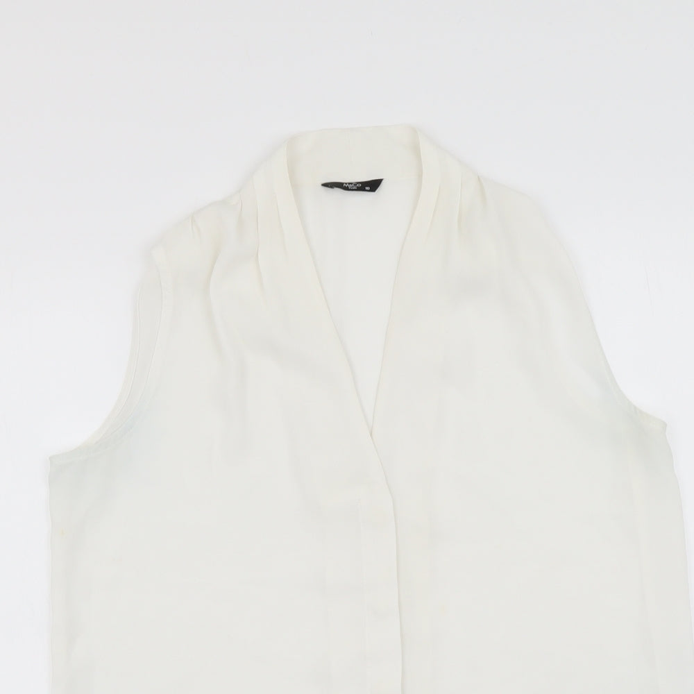 Womens UK Size 10 M&Co White Basic Button-Up