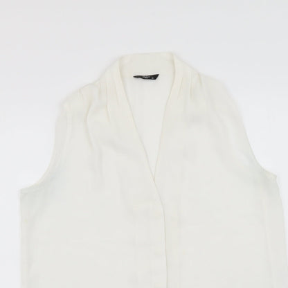 Womens UK Size 10 M&Co White Basic Button-Up