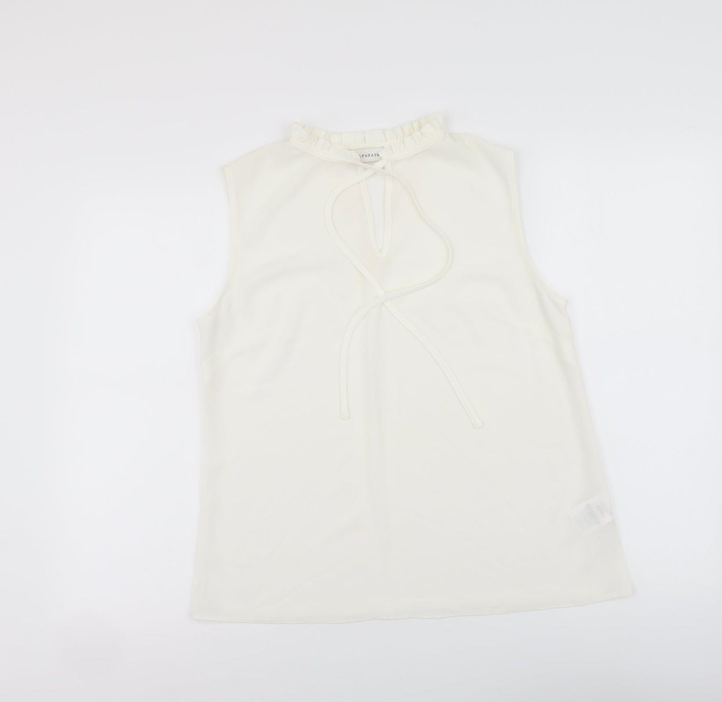 Paraphrase Womens White Polyester Basic Blouse Size M Round Neck