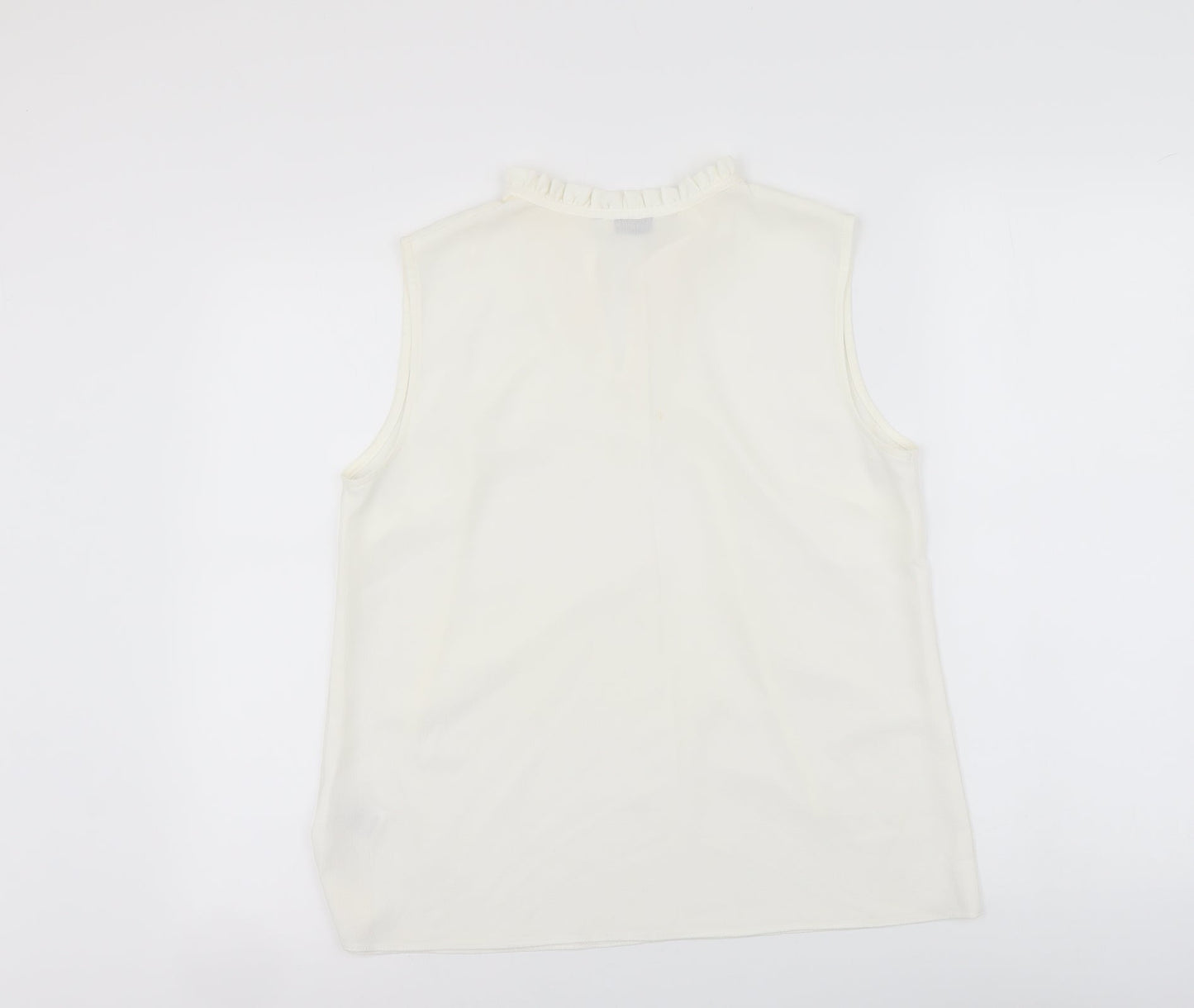 Paraphrase Womens White Polyester Basic Blouse Size M Round Neck