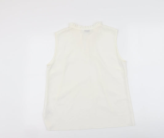 Paraphrase Womens White Polyester Basic Blouse Size M Round Neck