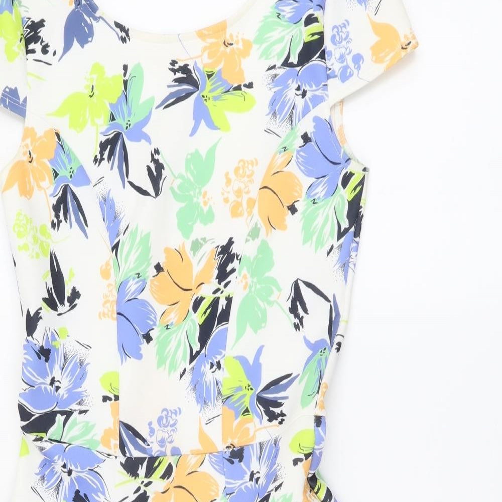 Miss Selfridge Womens Multicoloured Floral Polyester Skater Dress Size 6 Round Neck Pullover