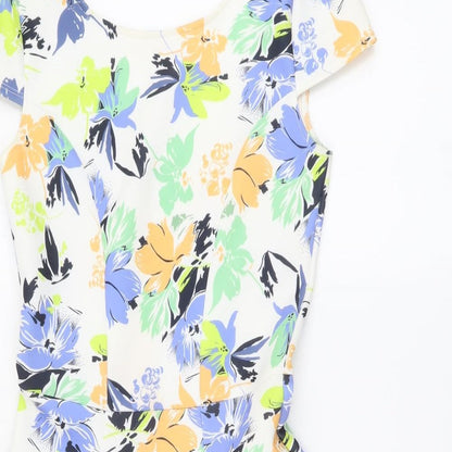 Miss Selfridge Womens Multicoloured Floral Polyester Skater Dress Size 6 Round Neck Pullover