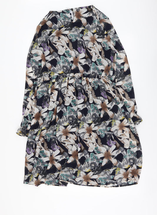 Mela London Womens Multicoloured Floral Polyester A-Line Size 16 Round Neck Pullover