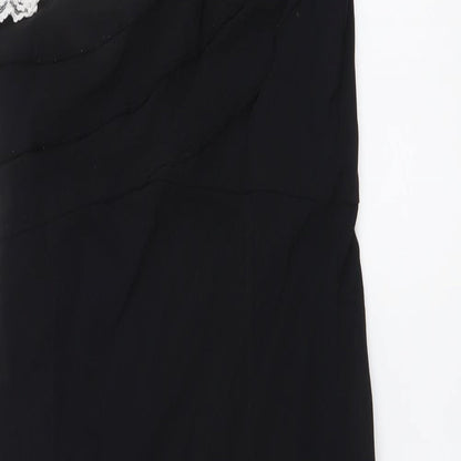 West One Womens Black Viscose Bodycon Size 10 One Shoulder Pullover - Lace Detail