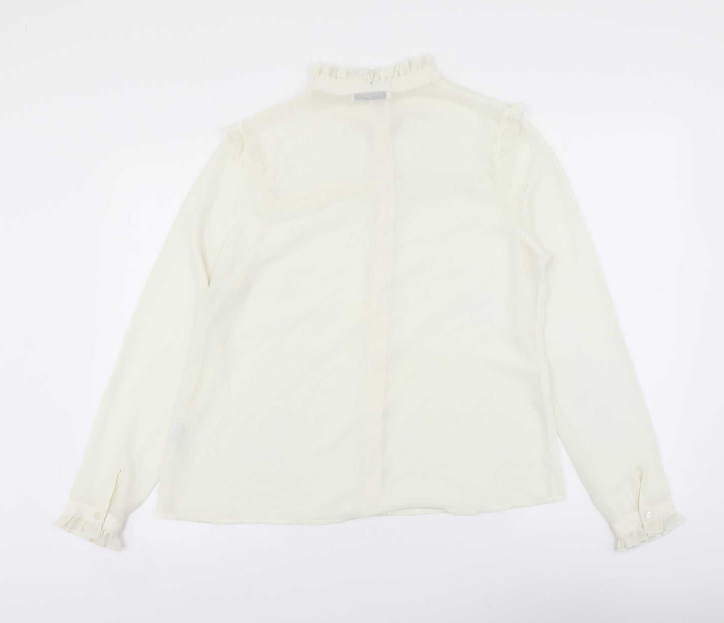 Glamorous Womens White Polyester Basic Button-Up Size 14 Mock Neck