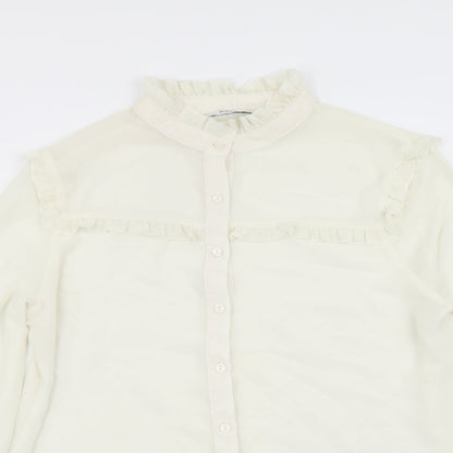 Glamorous Womens White Polyester Basic Button-Up Size 14 Mock Neck