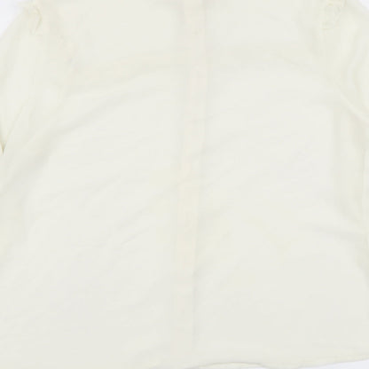 Glamorous Womens White Polyester Basic Button-Up Size 14 Mock Neck