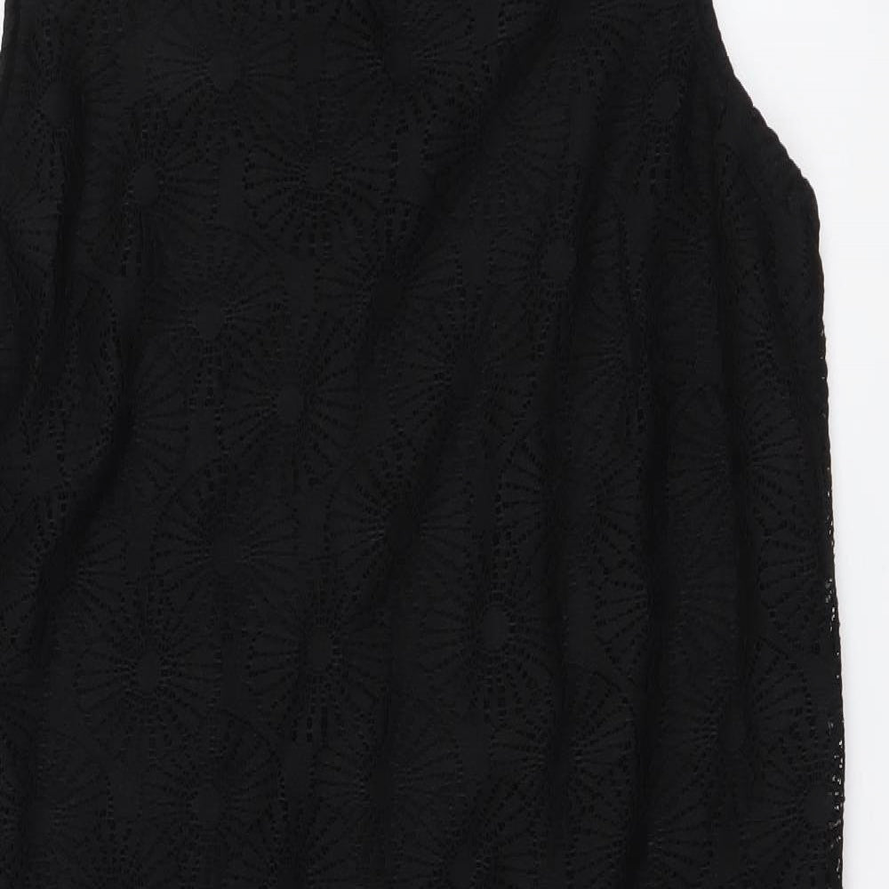 TU Womens Black Polyester A-Line Size 14 Round Neck Pullover