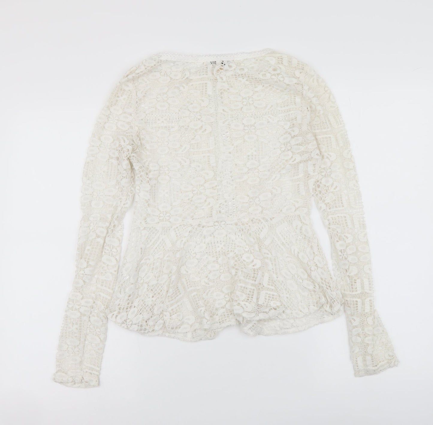 Luxe Collection Womens White Nylon Basic Blouse Size S Round Neck