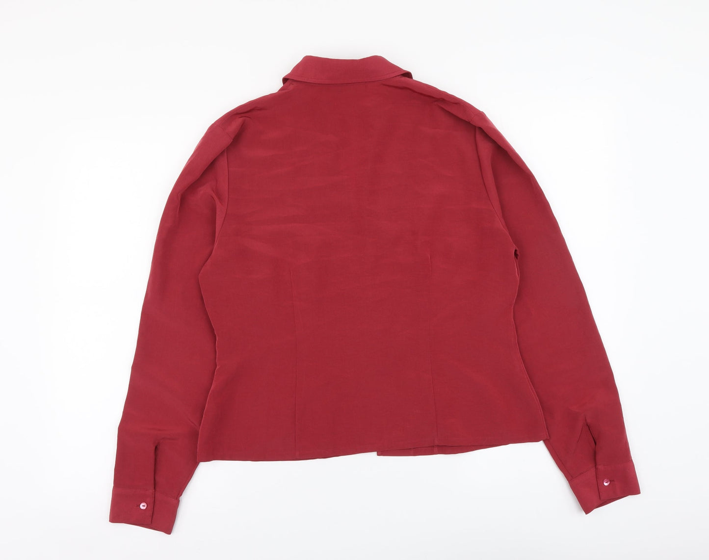 Minosa Womens Red Polyester Basic Button-Up Size 12 Collared