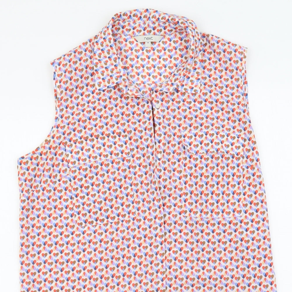Womens UK Size 14 NEXT Multicoloured Basic Button-Up