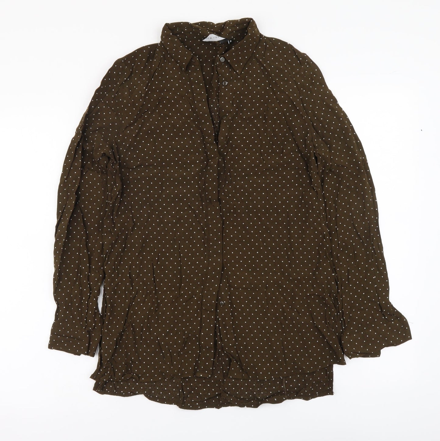 Womens UK Size 10 New Look Brown Basic Button-Up