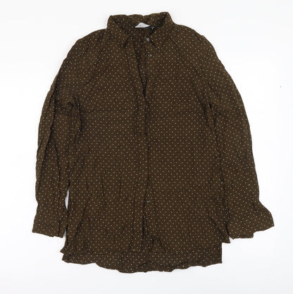 Womens UK Size 10 New Look Brown Basic Button-Up