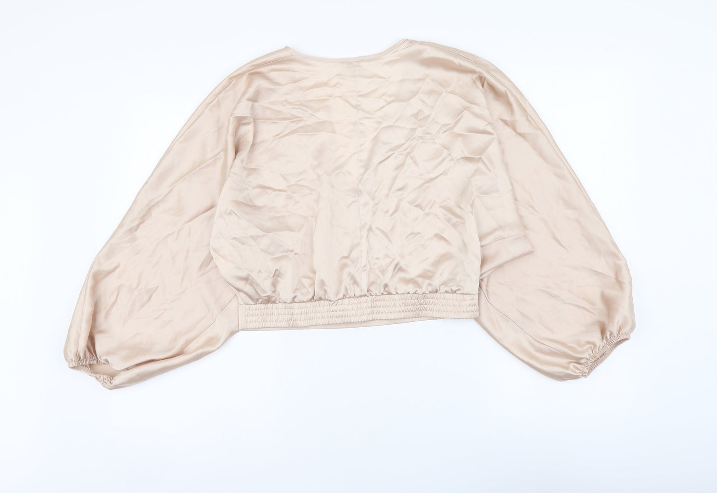 Womens UK Size 10 River Island Beige Cropped Blouse