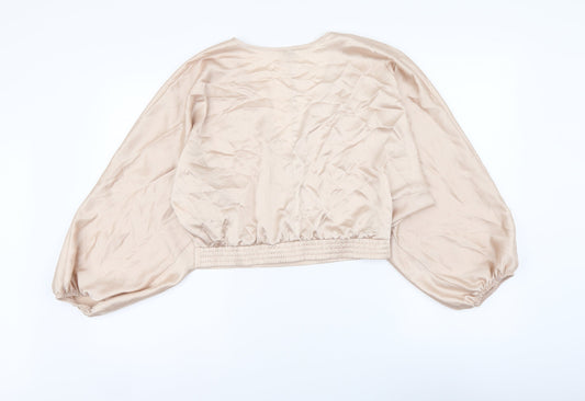 Womens UK Size 10 River Island Beige Cropped Blouse