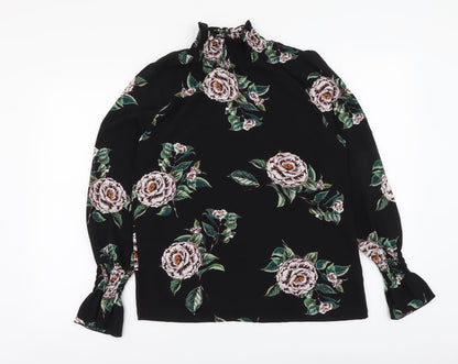 AX Paris Womens Black Floral Polyester Basic Blouse Size 8 Halter