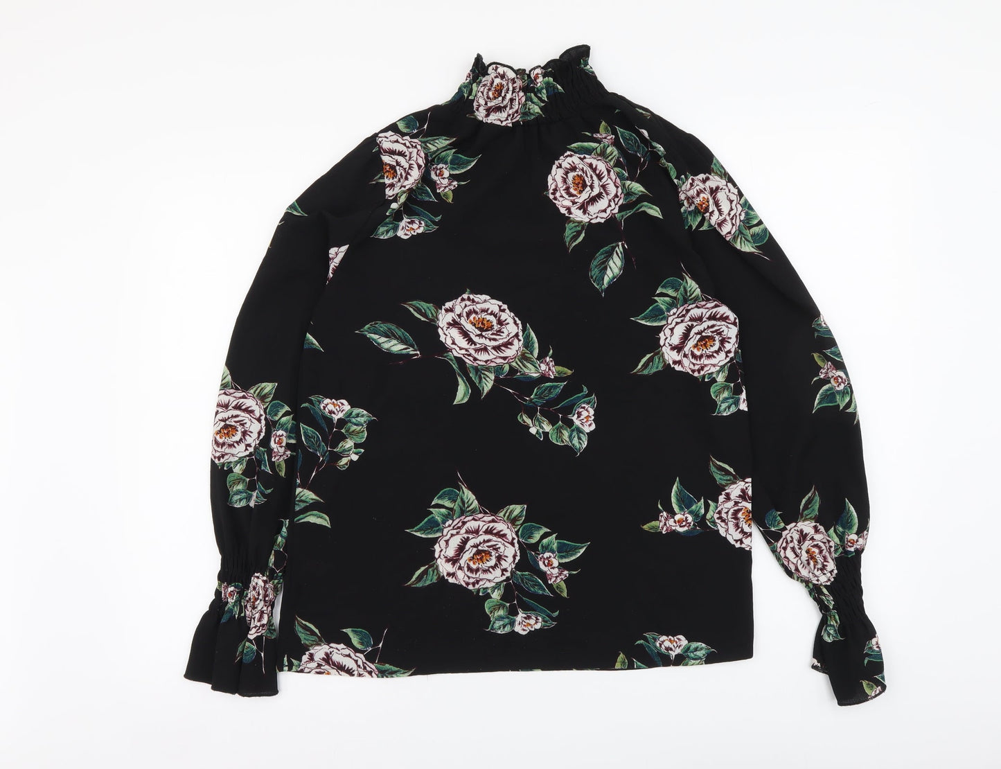 AX Paris Womens Black Floral Polyester Basic Blouse Size 8 Halter