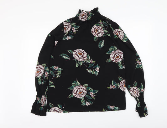 AX Paris Womens Black Floral Polyester Basic Blouse Size 8 Halter