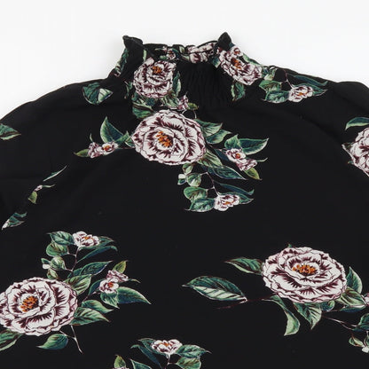 AX Paris Womens Black Floral Polyester Basic Blouse Size 8 Halter