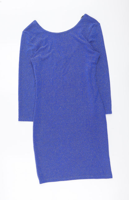 Atmosphere Womens Blue Nylon Bodycon Size 10 Round Neck Pullover