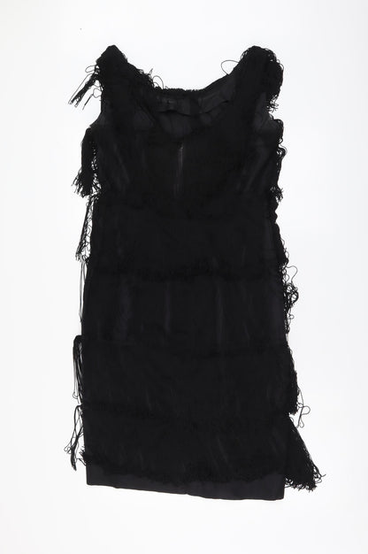Fenrick Womens Black Polyester A-Line Size L Round Neck Zip