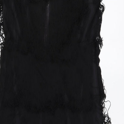 Fenrick Womens Black Polyester A-Line Size L Round Neck Zip