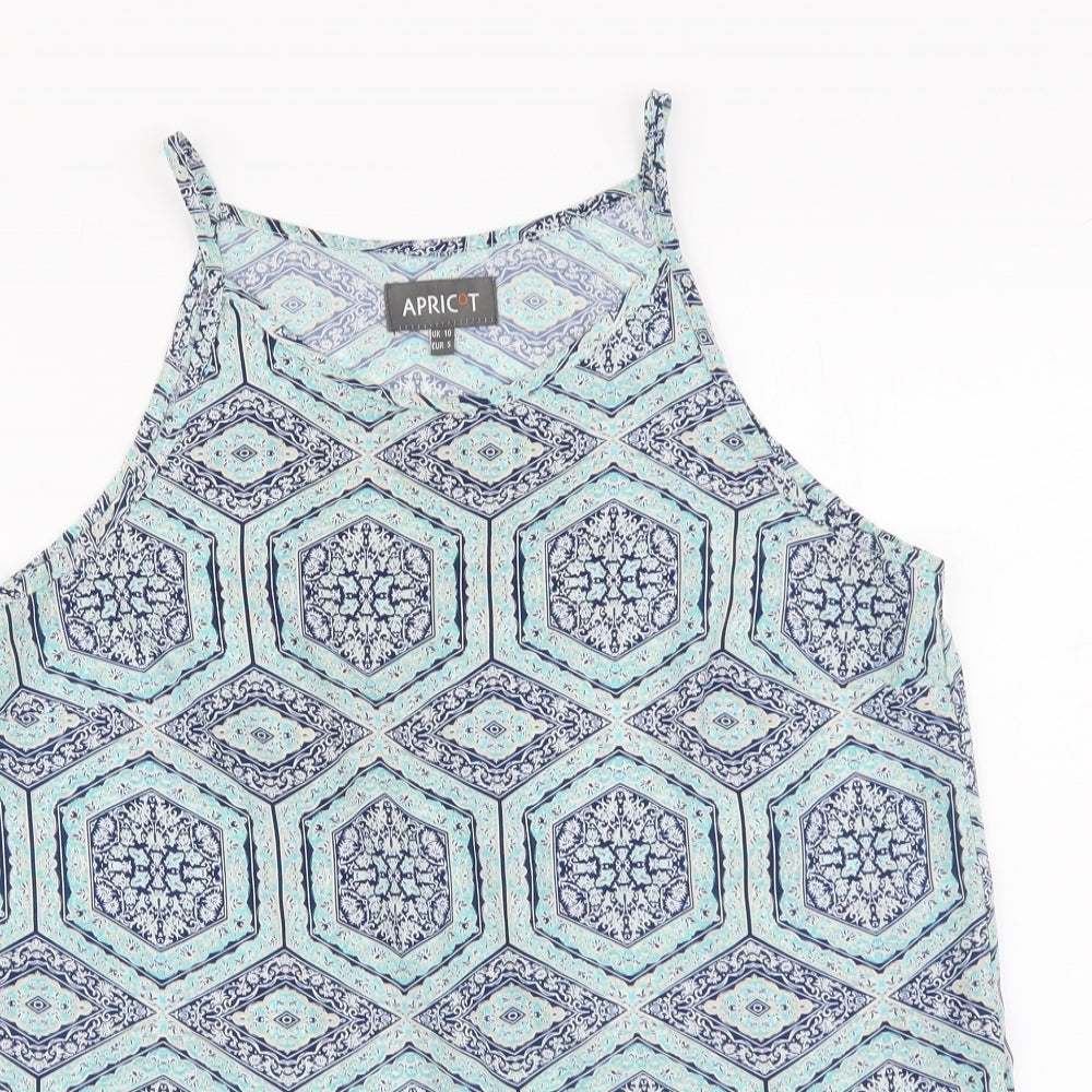 Womens UK Size 10 Apricot Blue Basic Blouse