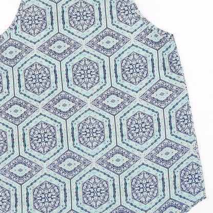 Womens UK Size 10 Apricot Blue Basic Blouse