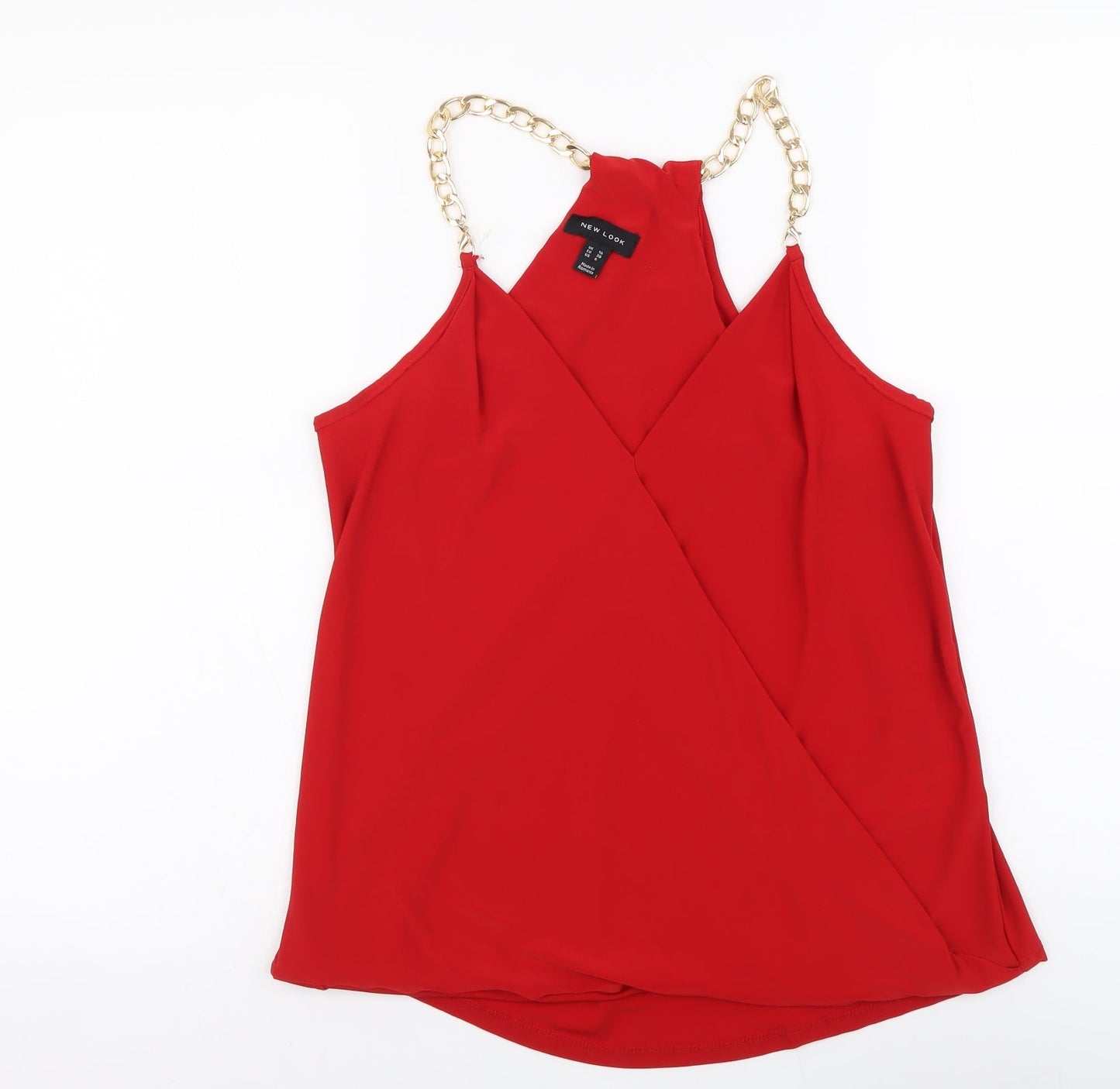 Womens UK Size 10 New Look Red Basic Blouse