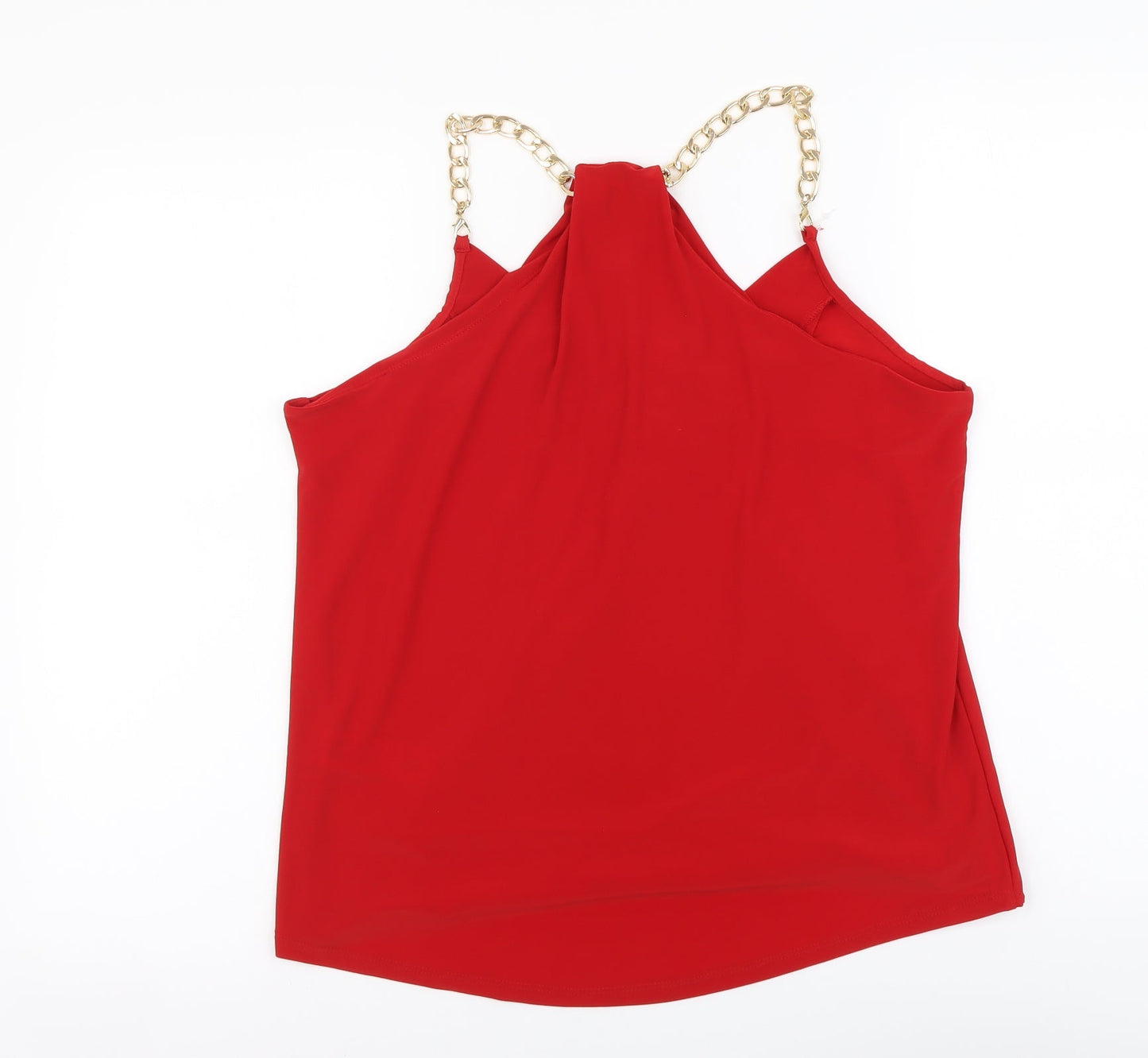 Womens UK Size 10 New Look Red Basic Blouse