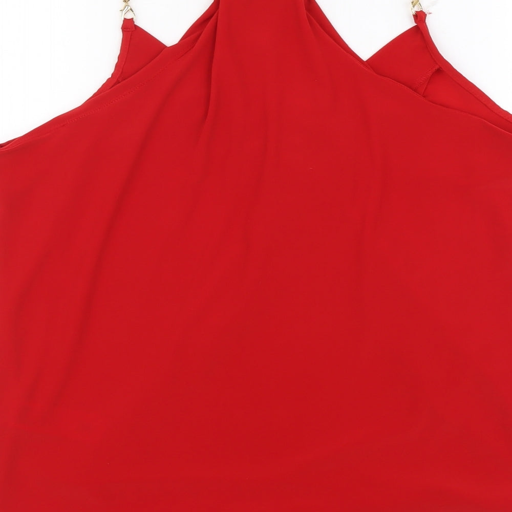Womens UK Size 10 New Look Red Basic Blouse