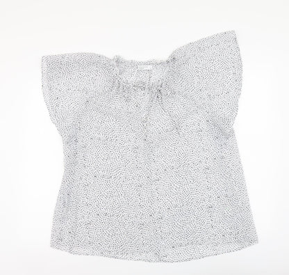 Papaya Womens White Geometric Polyester Basic Blouse Size 18 Round Neck