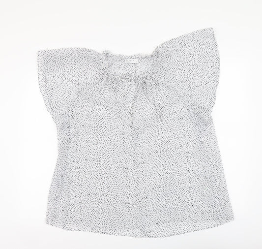 Papaya Womens White Geometric Polyester Basic Blouse Size 18 Round Neck