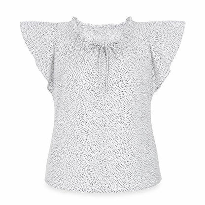 Papaya Womens White Geometric Polyester Basic Blouse Size 18 Round Neck