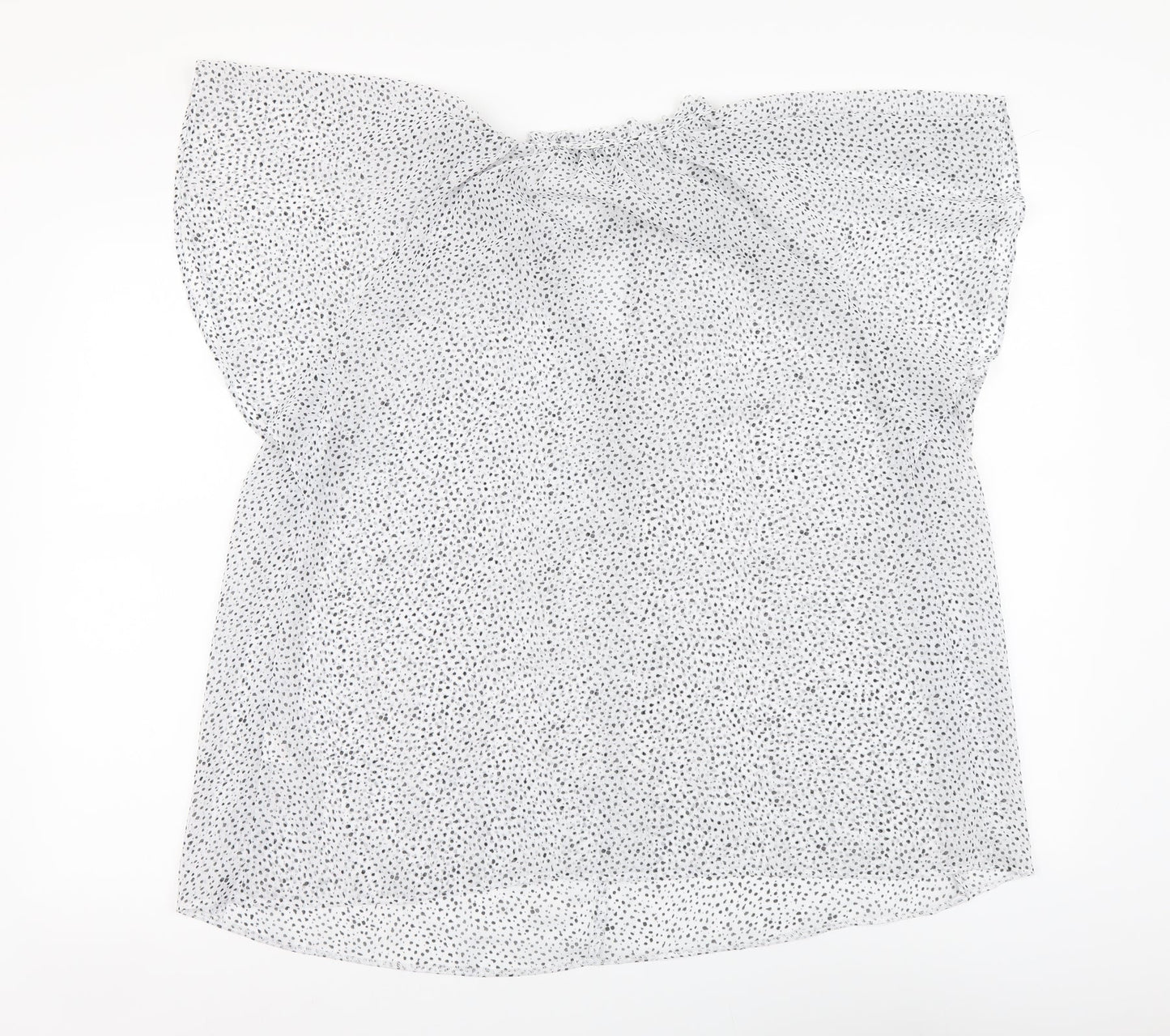 Papaya Womens White Geometric Polyester Basic Blouse Size 18 Round Neck