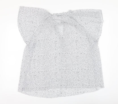 Papaya Womens White Geometric Polyester Basic Blouse Size 18 Round Neck