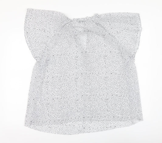 Papaya Womens White Geometric Polyester Basic Blouse Size 18 Round Neck