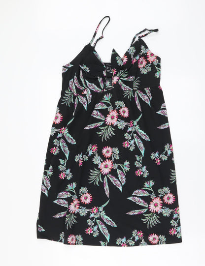 Atmosphere Womens Black Floral Polyester A-Line Size 10 V-Neck Pullover
