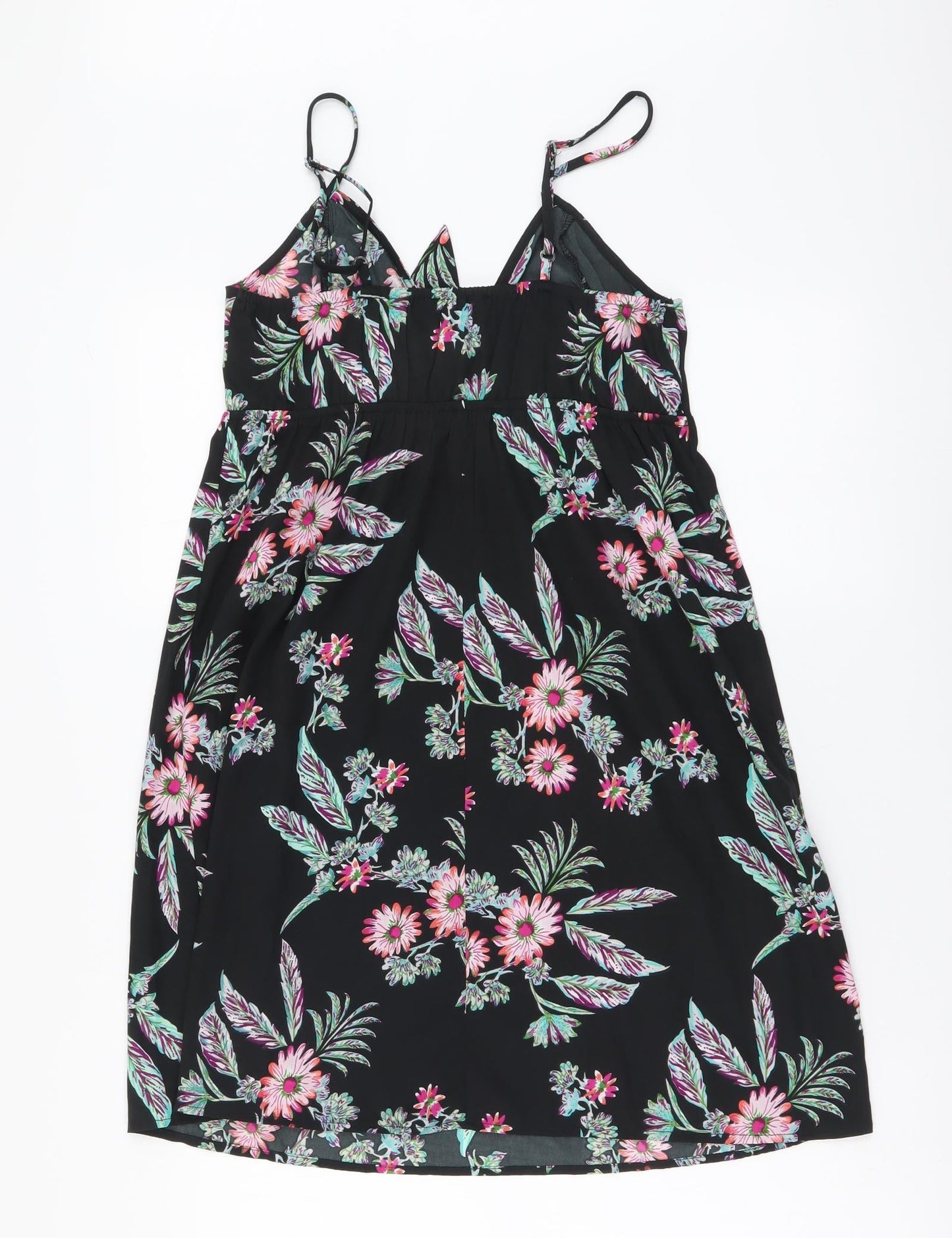 Atmosphere Womens Black Floral Polyester A-Line Size 10 V-Neck Pullover