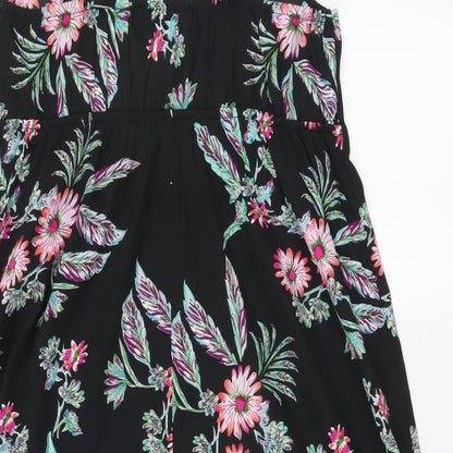 Atmosphere Womens Black Floral Polyester A-Line Size 10 V-Neck Pullover