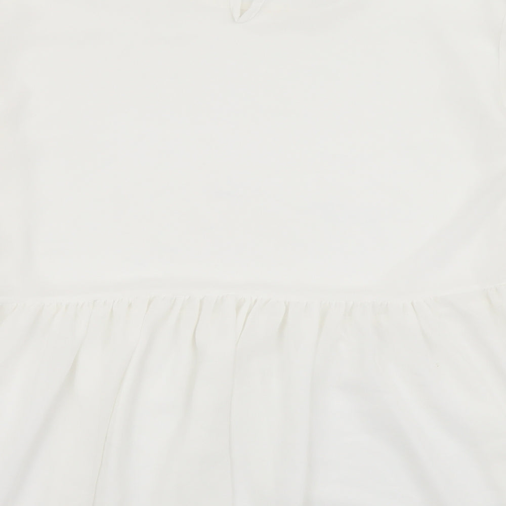 Made in Italy Womens White Polyester Basic Blouse Size 12 Round Neck