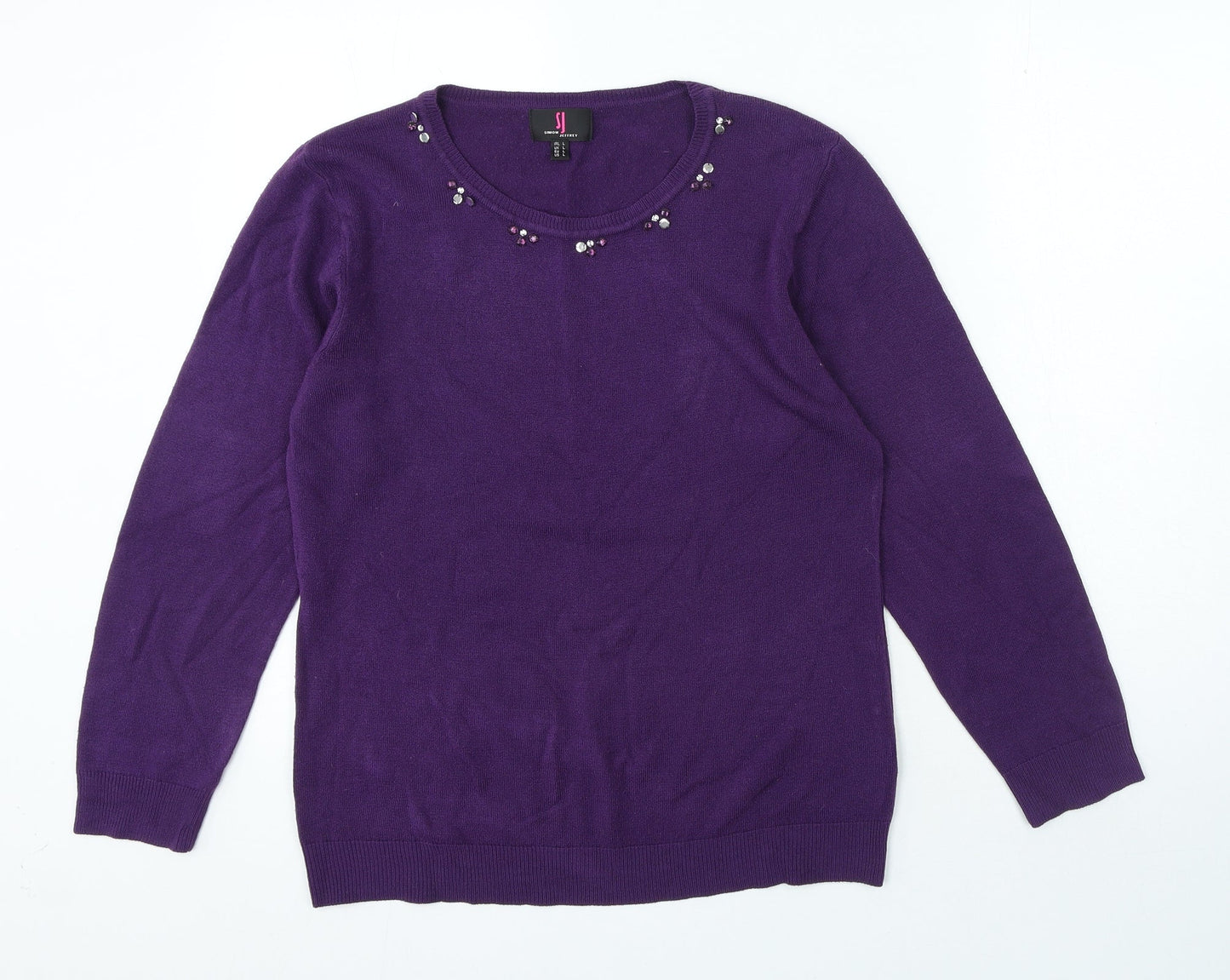 Womens UK Size L Simon Jeffrey Purple Pullover Jumper