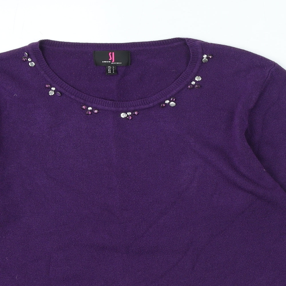 Womens UK Size L Simon Jeffrey Purple Pullover Jumper