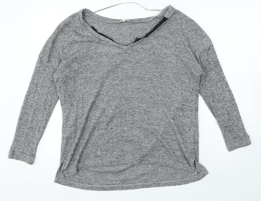 Womens UK Size 12 River Island Grey Basic T-Shirt