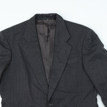 St Micheal Mens Grey Striped Wool Jacket Suit Jacket Size 36